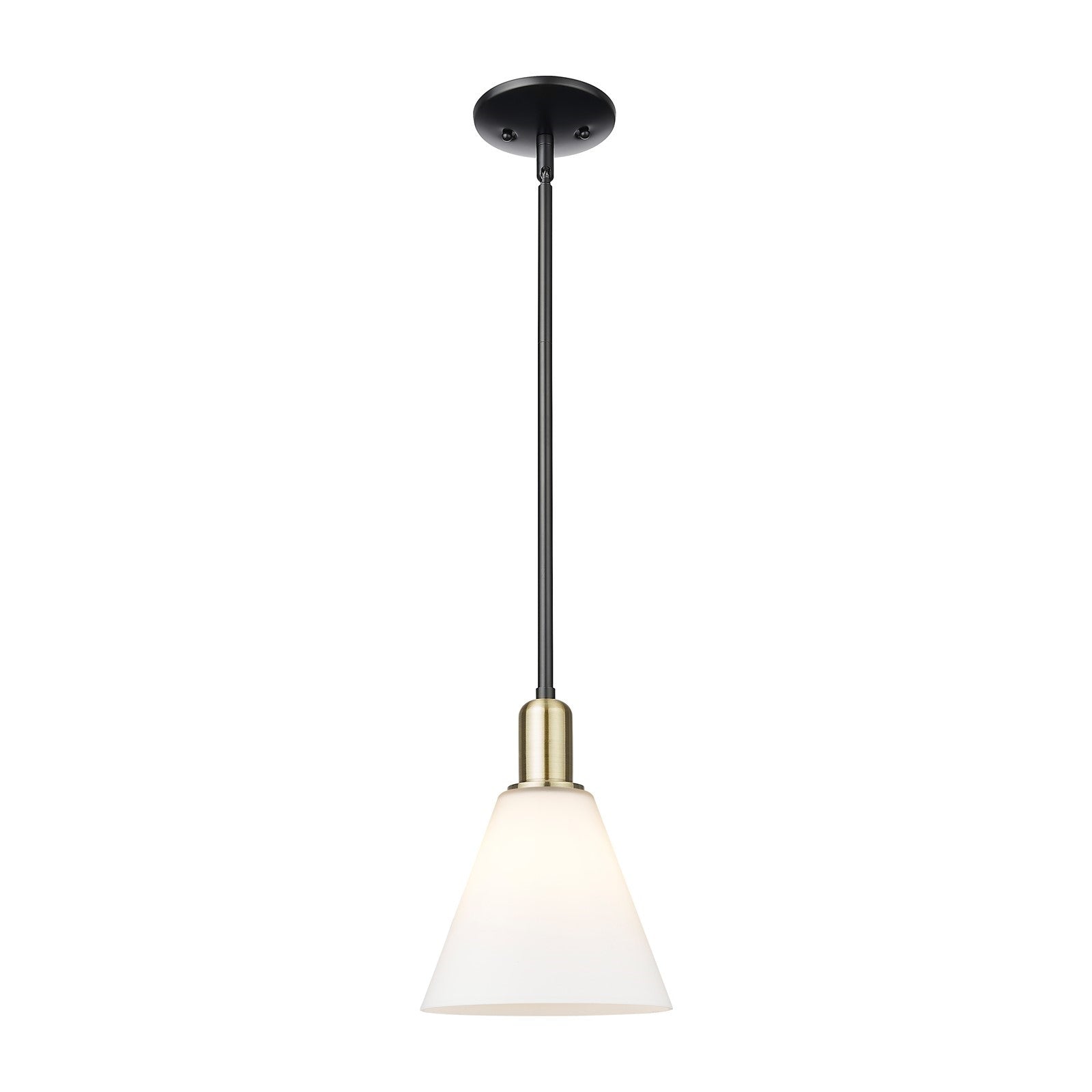 Innovations Berkshire Glass 8in 1-Light Mini Pendant | Industrial Black Antique Brass and Matte White Glass | Kitchen Island & | Model 716-1S-BAB-GBC-81