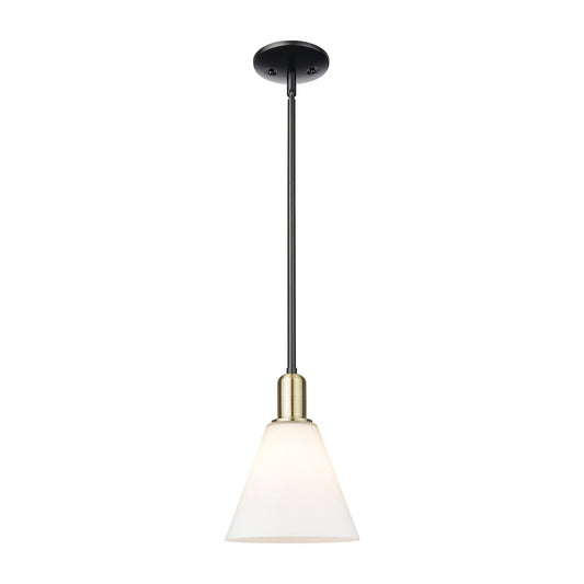 Innovations Berkshire Glass 8in 1-Light Mini Pendant | Industrial Black Antique Brass and Matte White Glass | Kitchen Island & | Model 716-1S-BAB-GBC-81