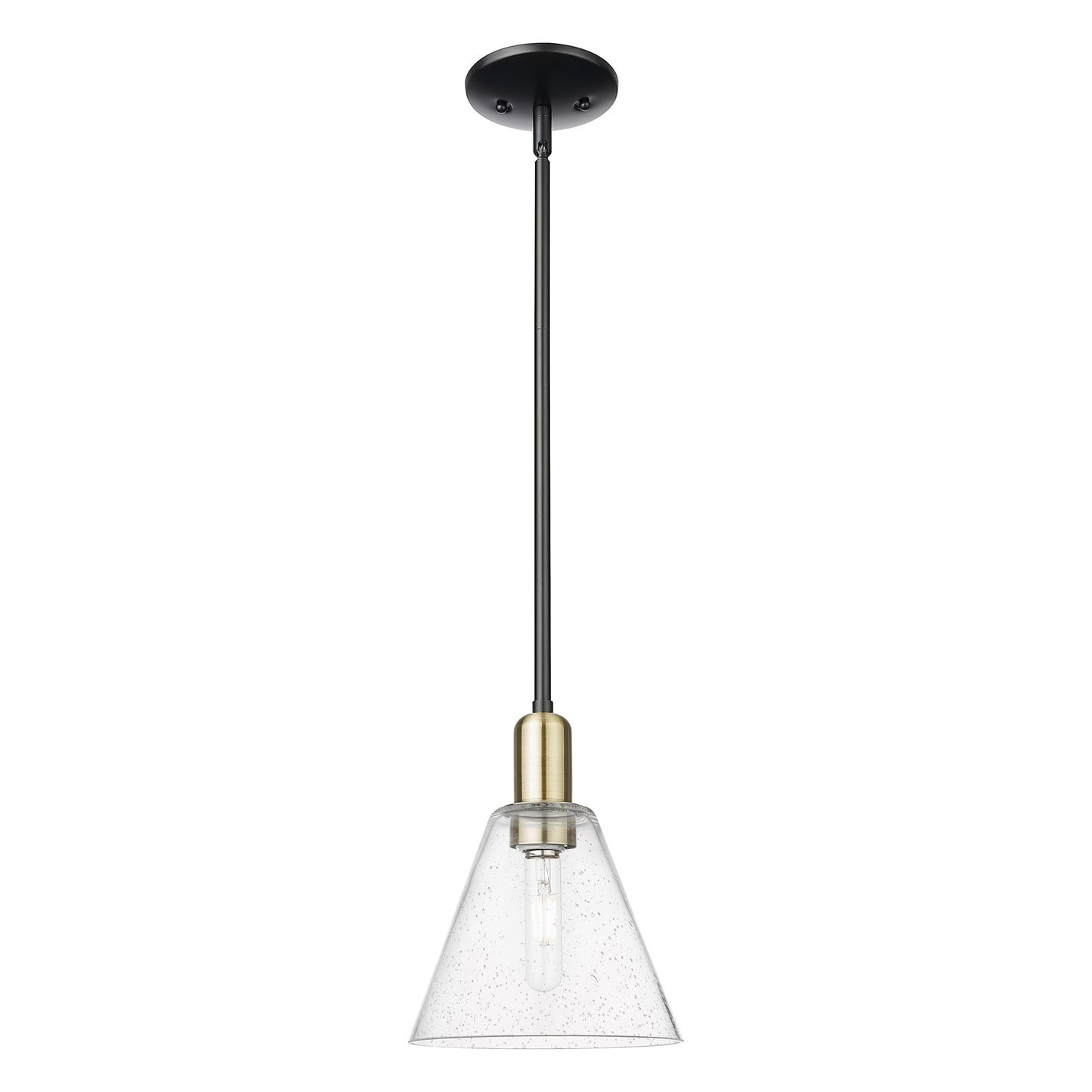 Innovations Berkshire Glass 8in 1-Light Mini Pendant | Industrial Black Antique Brass and Seedy Glass | Kitchen Island | 8 x 8 x | Model 716-1S-BAB-GBC-84