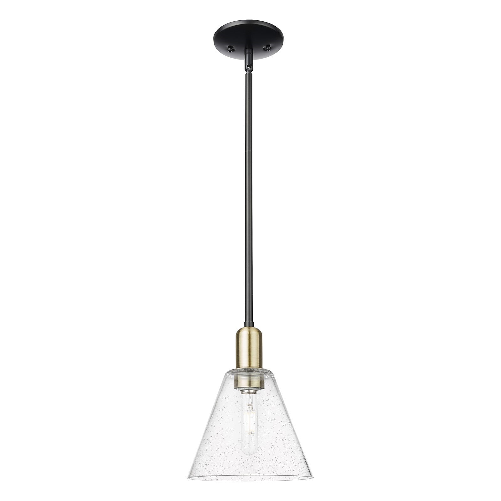 Innovations Berkshire Glass 8in 1-Light Mini Pendant | Industrial Black Antique Brass and Seedy Glass | Kitchen Island | 8 x 8 x | Model 716-1S-BAB-GBC-84