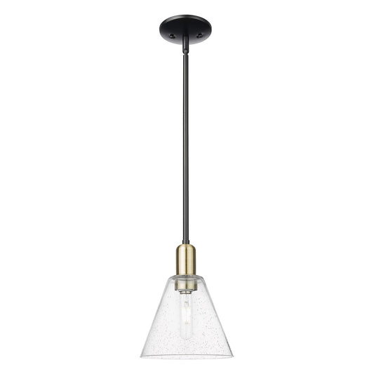 Innovations Berkshire Glass 8in 1-Light Mini Pendant | Industrial Black Antique Brass and Seedy Glass | Kitchen Island | 8 x 8 x | Model 716-1S-BAB-GBC-84