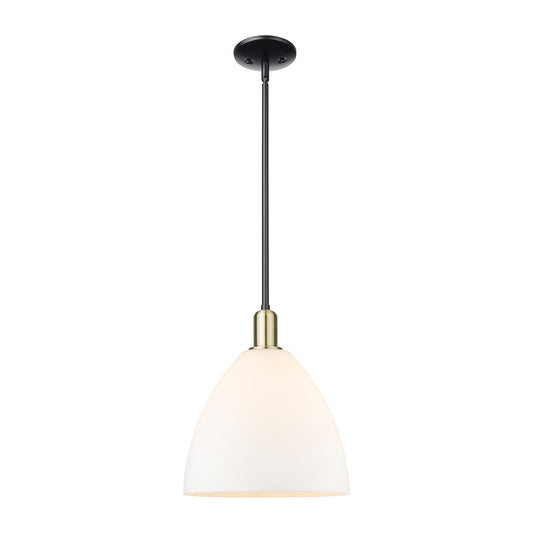 Innovations Bristol 12in 1-Light Mini Pendant | Industrial Black Antique Brass and Matte White Glass | Kitchen Island & Dining | Model 716-1S-BAB-GBD-121