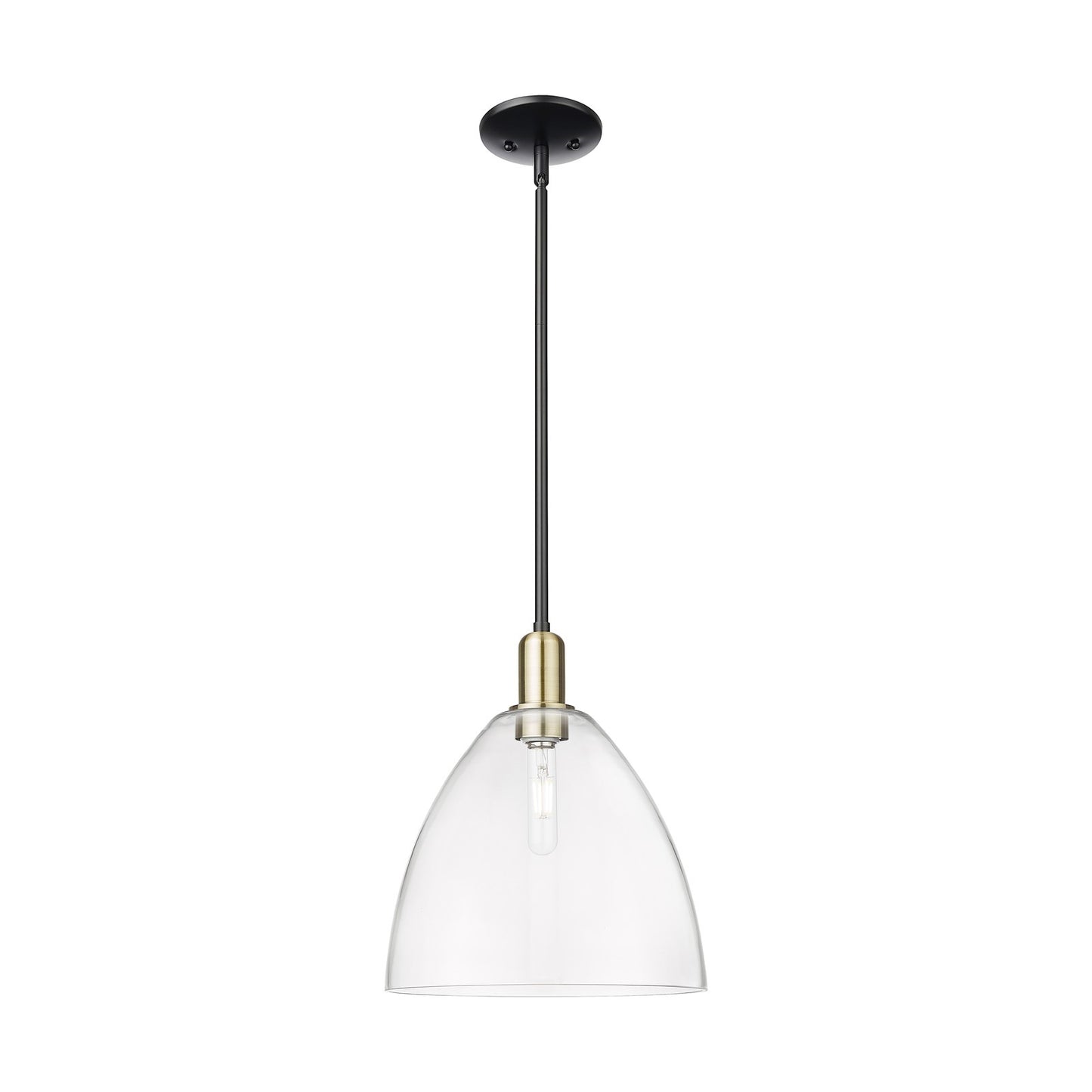 Innovations Bristol 12in 1-Light Mini Pendant | Industrial Black Antique Brass and Clear Glass | Kitchen Island & Dining Room | Model 716-1S-BAB-GBD-122