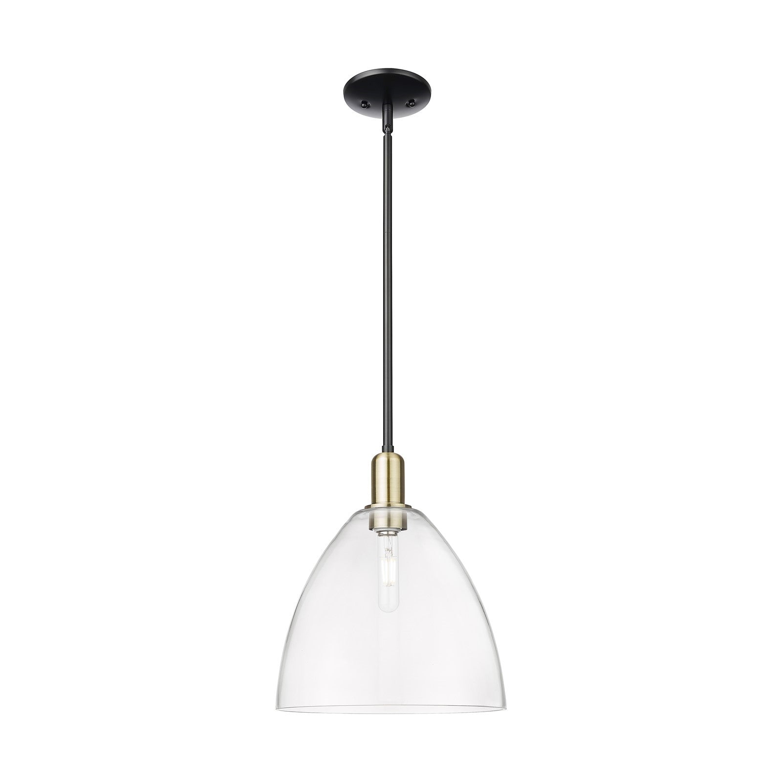 Innovations Bristol 12in 1-Light Mini Pendant | Industrial Black Antique Brass and Clear Glass | Kitchen Island & Dining Room | Model 716-1S-BAB-GBD-122