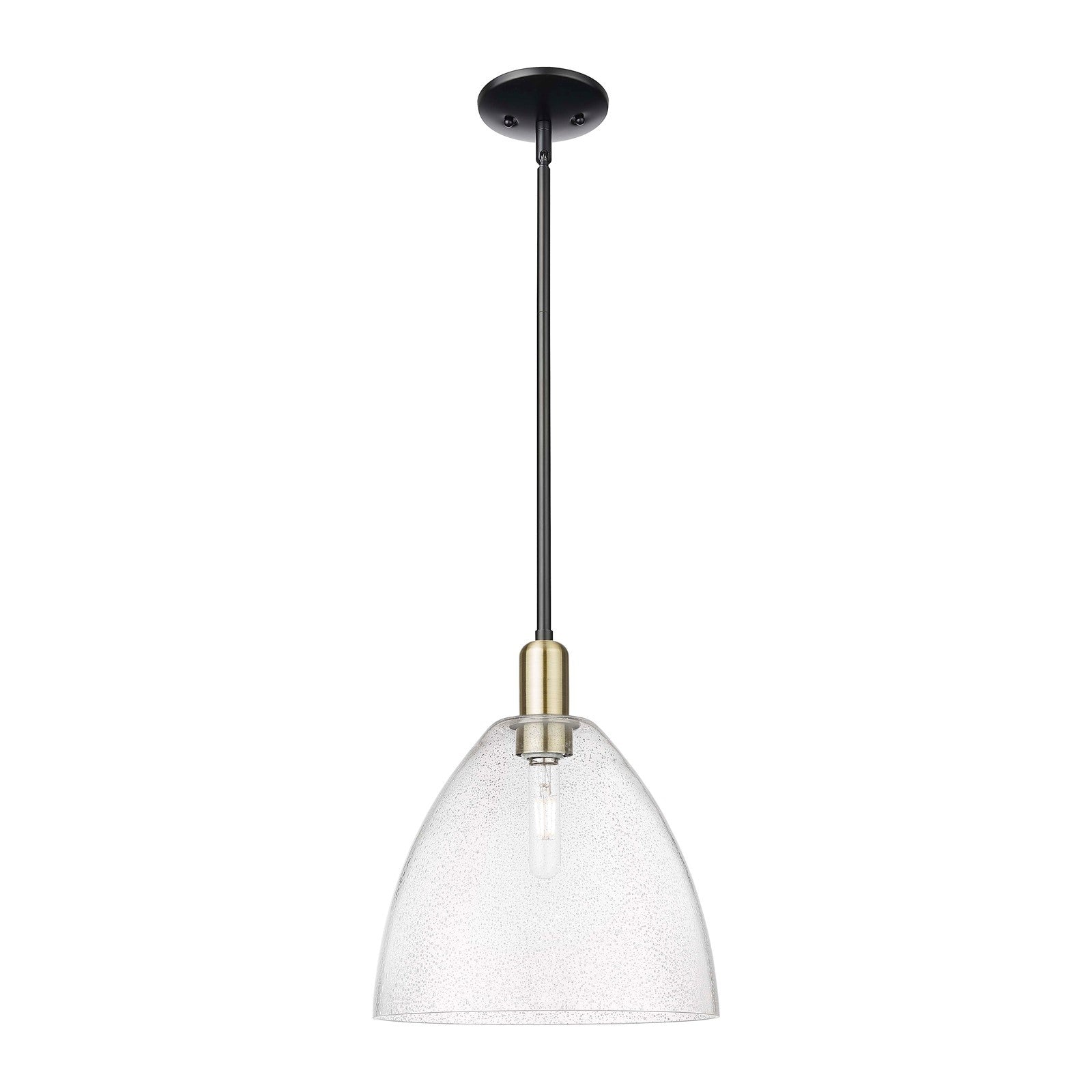 Innovations Bristol 12in 1-Light Mini Pendant | Industrial Black Antique Brass and Seedy Glass | Kitchen Island & Dining Room | Model 716-1S-BAB-GBD-124