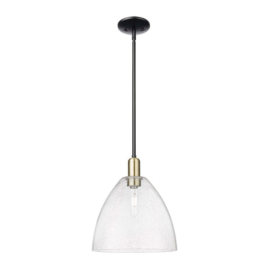Innovations Bristol 12in 1-Light Mini Pendant | Industrial Black Antique Brass and Seedy Glass | Kitchen Island & Dining Room | Model 716-1S-BAB-GBD-124