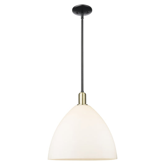Innovations Bristol 16in 1-Light Mini Pendant | Industrial Black Antique Brass and Matte White Glass | Kitchen Island & Dining | Model 716-1S-BAB-GBD-161