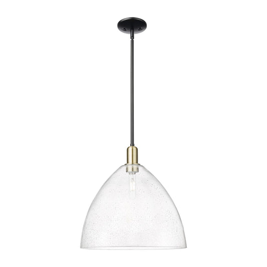 Innovations Bristol 16in 1-Light Mini Pendant | Industrial Black Antique Brass and Seedy Glass | Kitchen Island & Dining Room | Model 716-1S-BAB-GBD-164