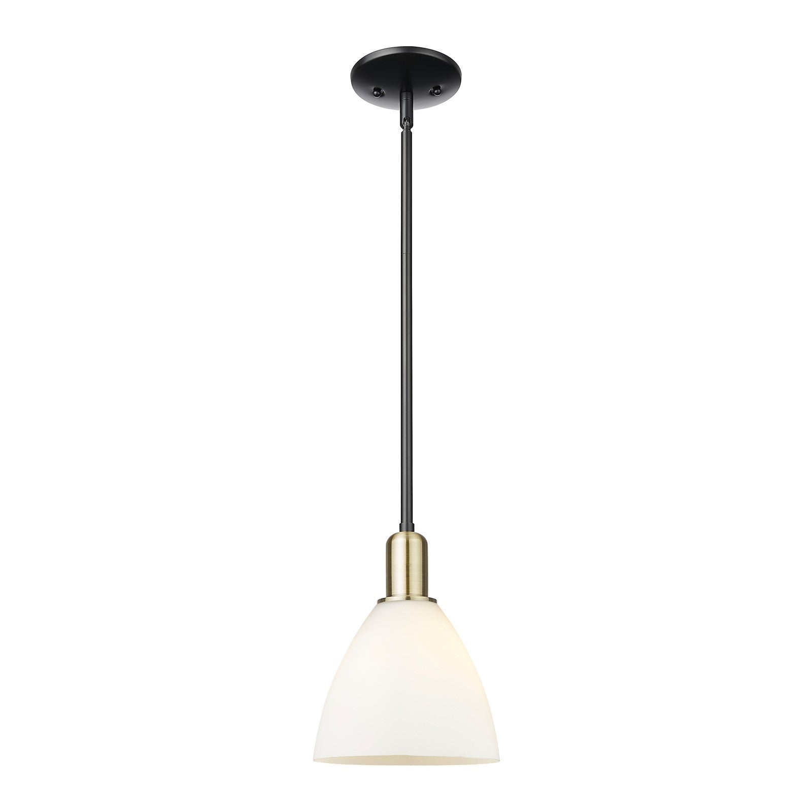 Innovations Bristol 8in 1-Light Mini Pendant | Industrial Black Antique Brass and Matte White Glass | Kitchen Island & Dining | Model 716-1S-BAB-GBD-751