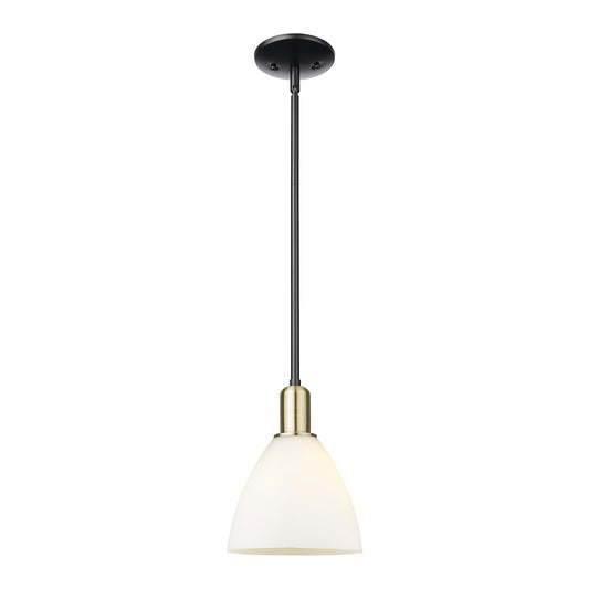 Innovations Bristol 8in 1-Light Mini Pendant | Industrial Black Antique Brass and Matte White Glass | Kitchen Island & Dining | Model 716-1S-BAB-GBD-751