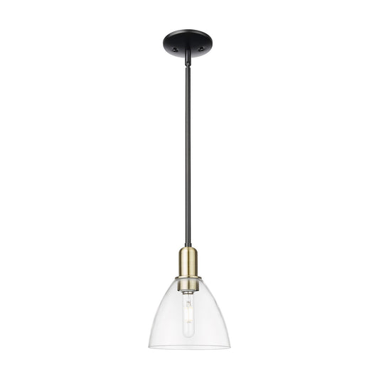 Innovations Bristol 7.5in 1-Light Mini Pendant | Industrial Black Antique Brass Steel and Clear Glass | Kitchen Island & Dining | Model 716-1S-BAB-GBD-752
