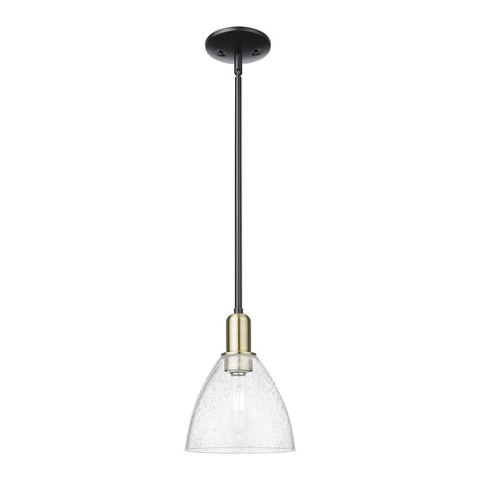 Innovations Bristol 8in 1-Light Mini Pendant | Industrial Black Antique Brass Steel and Seedy Glass | Kitchen Island & Dining | Model 716-1S-BAB-GBD-754