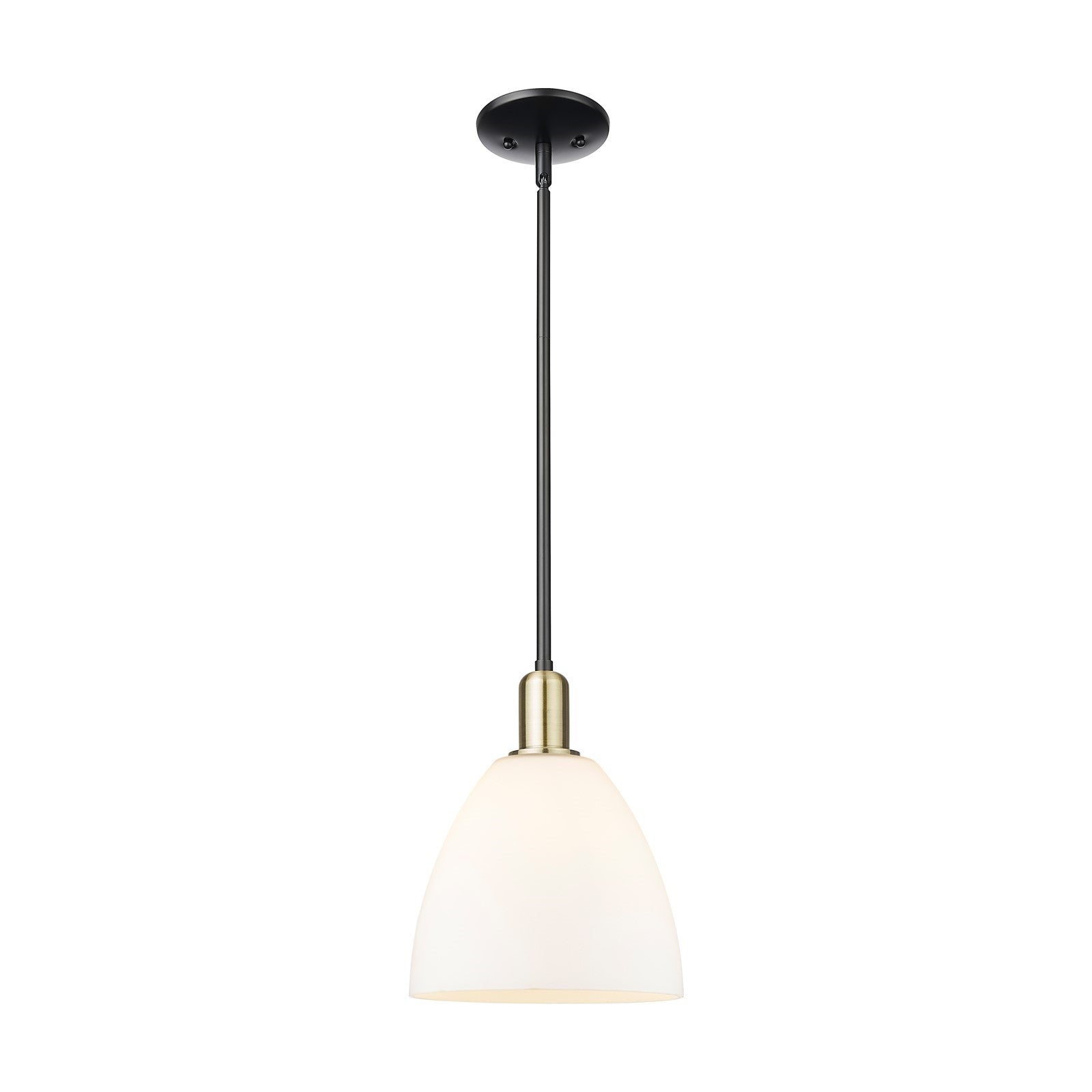 Innovations Bristol 9in 1-Light Mini Pendant | Industrial Black Antique Brass and Matte White Glass | Kitchen Island & Dining | Model 716-1S-BAB-GBD-91