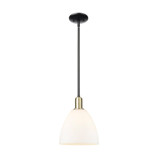 Innovations Bristol 9in 1-Light Mini Pendant | Industrial Black Antique Brass and Matte White Glass | Kitchen Island & Dining | Model 716-1S-BAB-GBD-91