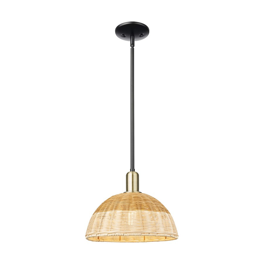 Innovations NB Dome 1Lt Stem Mini Pendant/12" BKS/NF - 716-1S-BAB-NBD2-12-NAT