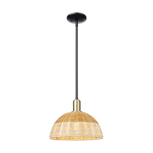 Innovations NB Dome 1Lt Stem Mini Pendant/12" BKS/NF - 716-1S-BAB-NBD2-12-NAT