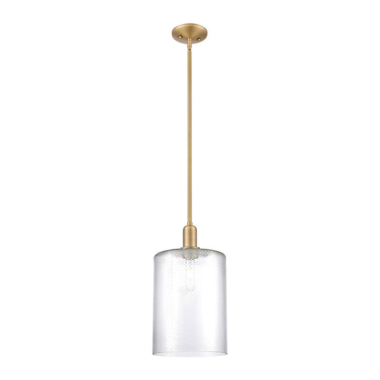 Innovations Cobbleskill 9in 1-Light Mini Pendant | Industrial Brushed Brass Steel and Clear Glass | Kitchen Island & Dining Room | Model 716-1S-BB-G112-L