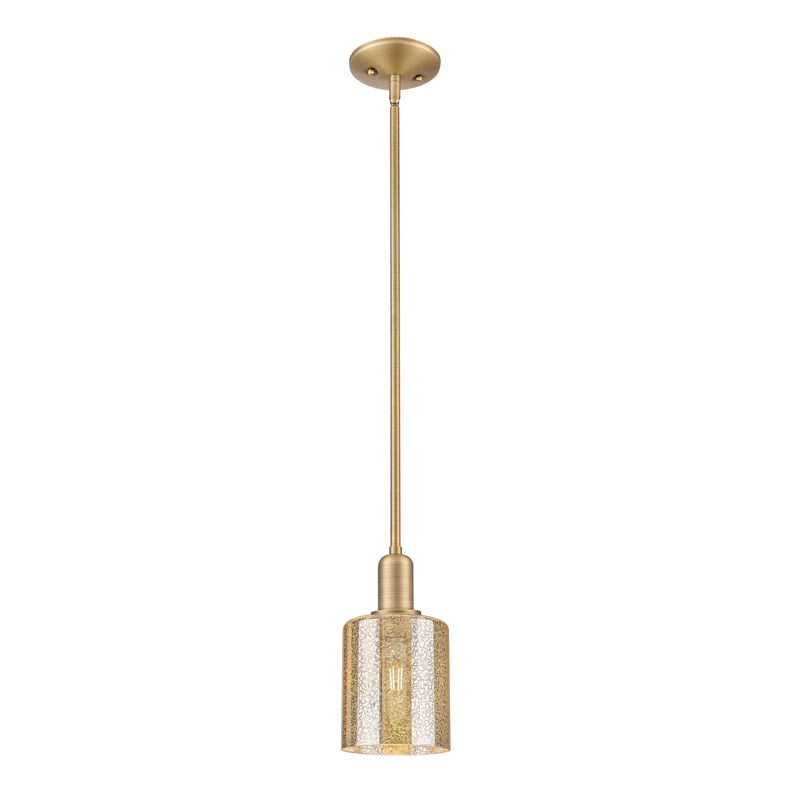 Innovations Cobbleskill 5in 1-Light Mini Pendant | Industrial Brushed Brass Steel and Mercury Glass | Kitchen Island & Dining Room | Model 716-1S-BB-G116