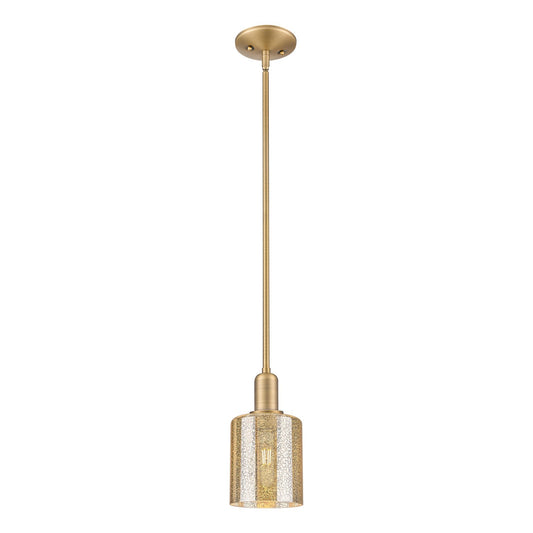 Innovations Cobbleskill 5in 1-Light Mini Pendant | Industrial Brushed Brass Steel and Mercury Glass | Kitchen Island & Dining Room | Model 716-1S-BB-G116