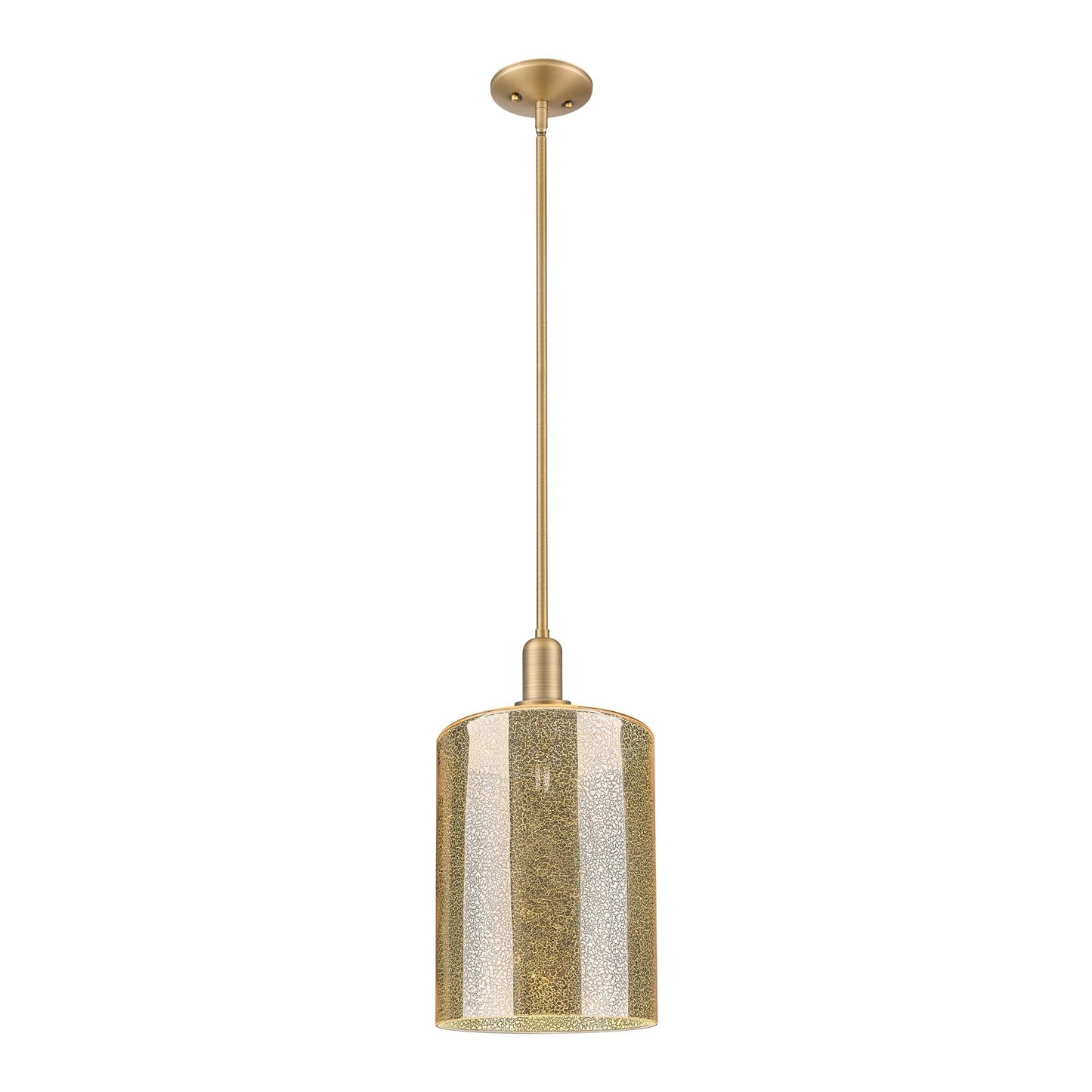 Innovations Cobbleskill 9in 1-Light Mini Pendant | Industrial Brushed Brass Steel and Mercury Glass | Kitchen Island & Dining | Model 716-1S-BB-G116-L