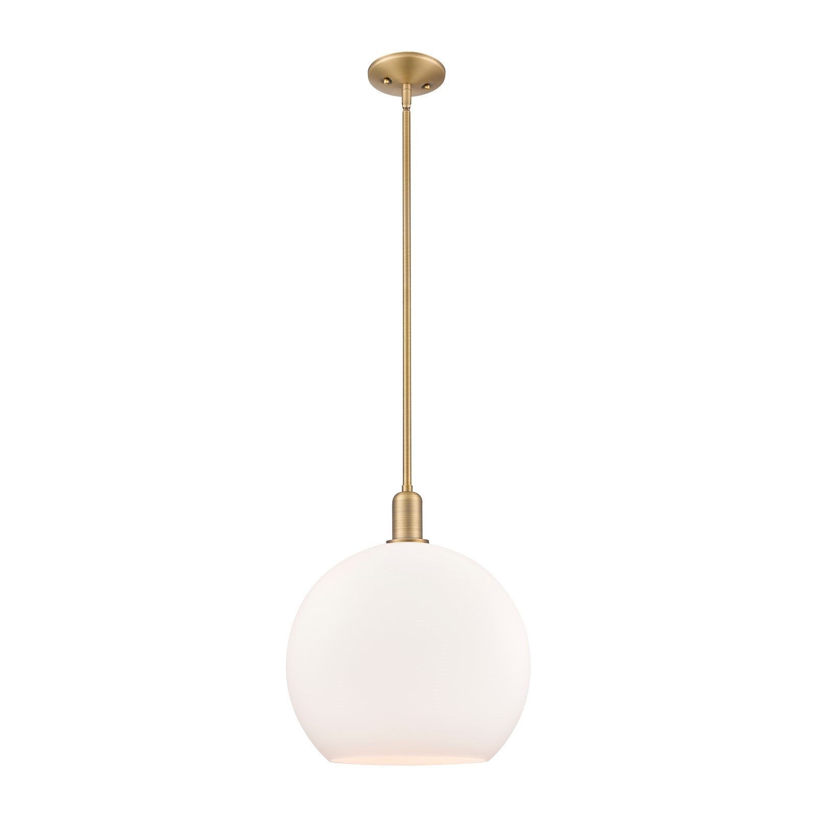 Innovations Athens 14in 1-Light Mini Pendant | Industrial Brushed Brass Steel and Matte White Glass | Kitchen Island & Dining | Model 716-1S-BB-G121-14