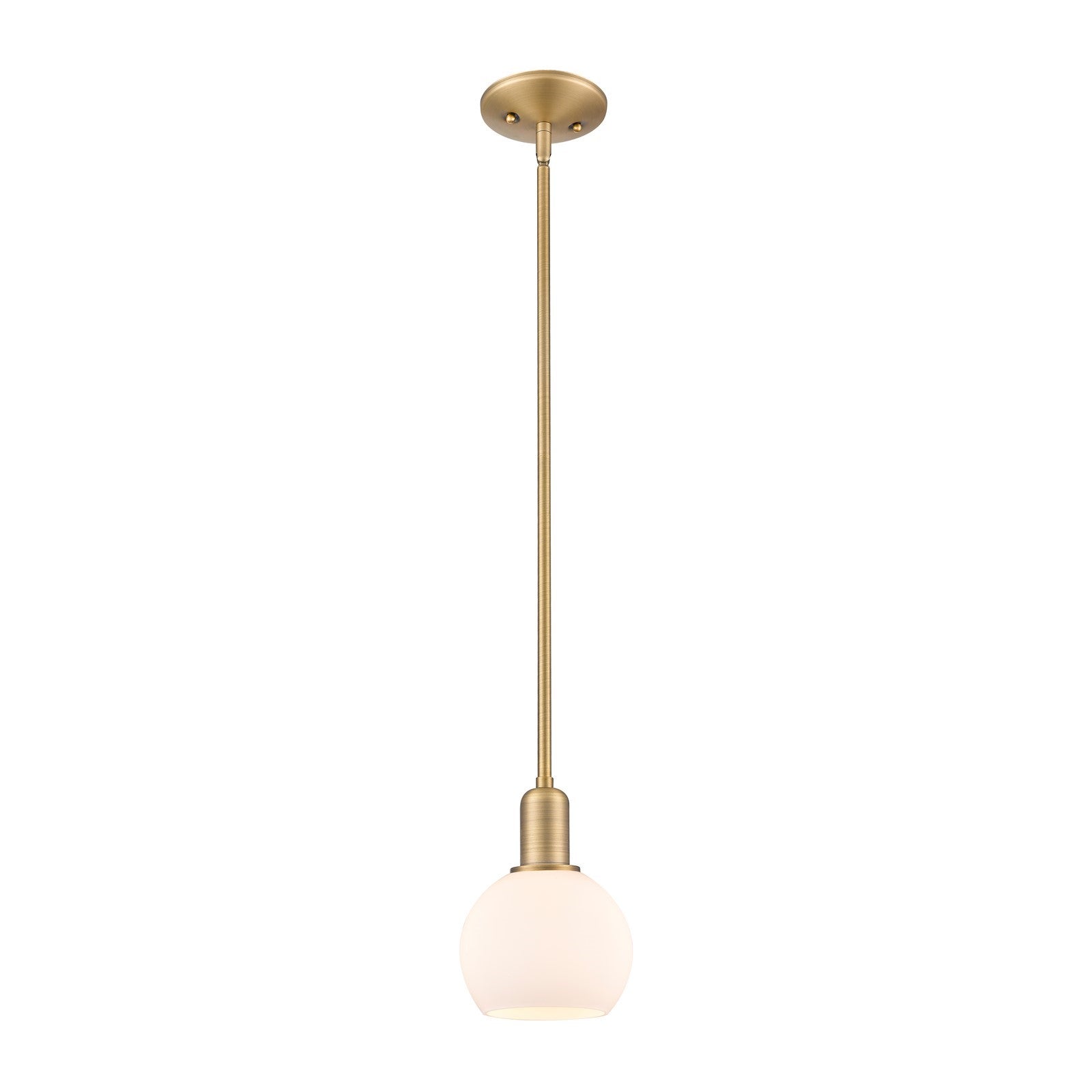 Innovations Athens 6in 1-Light Mini Pendant | Industrial Brushed Brass Steel and Matte White Glass | Kitchen Island & Dining Room | Model 716-1S-BB-G121-6