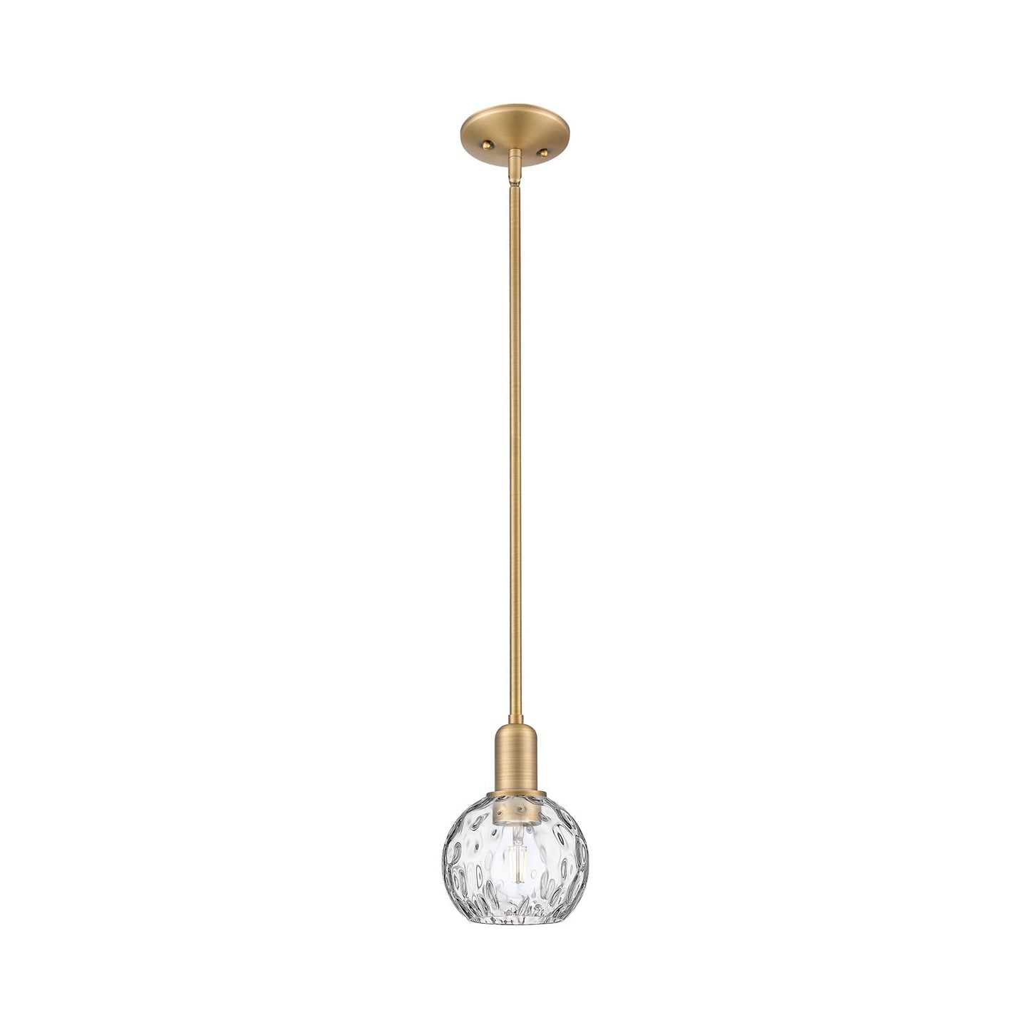 Innovations Athens 6in 1-Light Mini Pendant | Industrial Brushed Brass and Clear Water Glass | Kitchen Island & Dining Room | 6 | Model 716-1S-BB-G1215-6