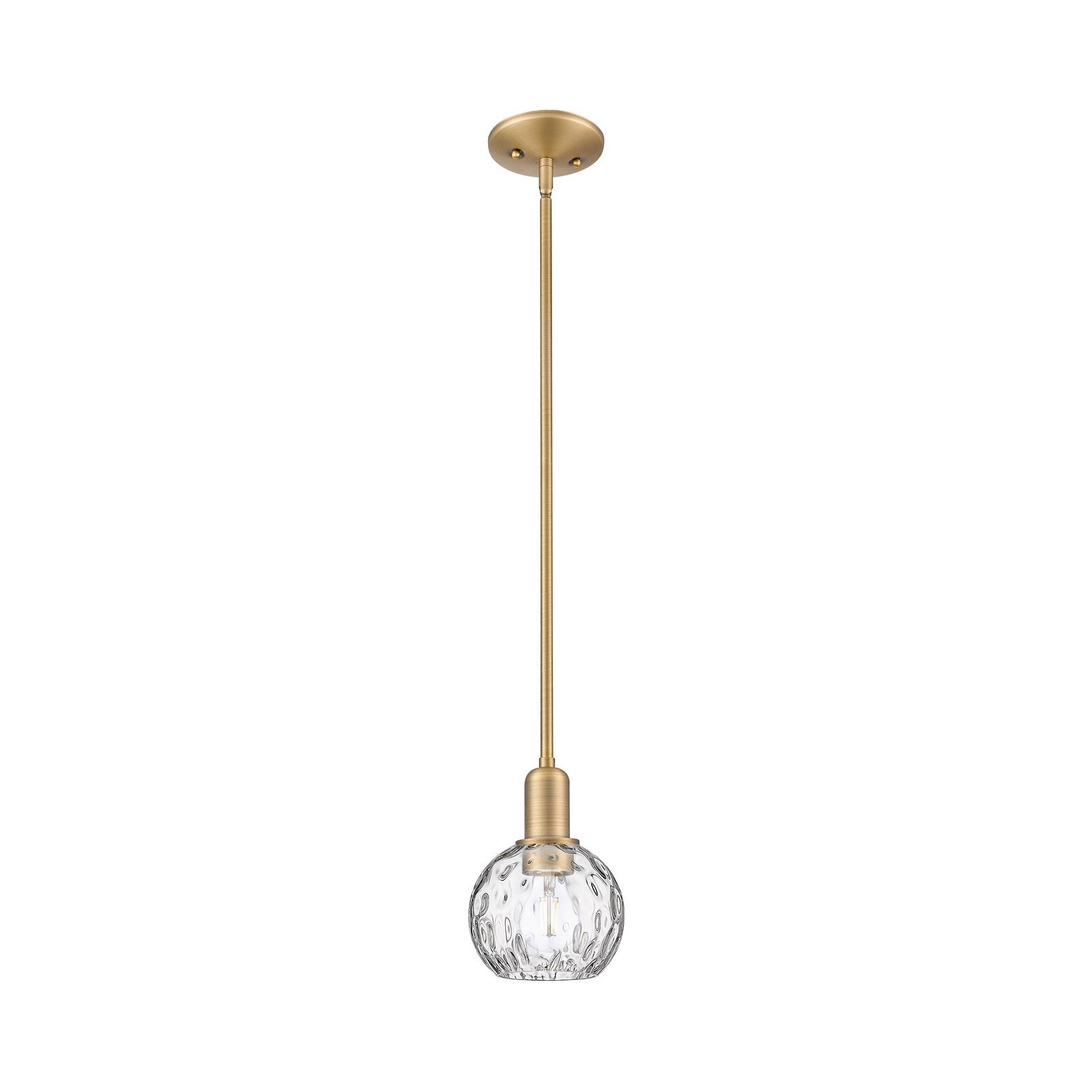 Innovations Athens 6in 1-Light Mini Pendant | Industrial Brushed Brass and Clear Water Glass | Kitchen Island & Dining Room | 6 | Model 716-1S-BB-G1215-6