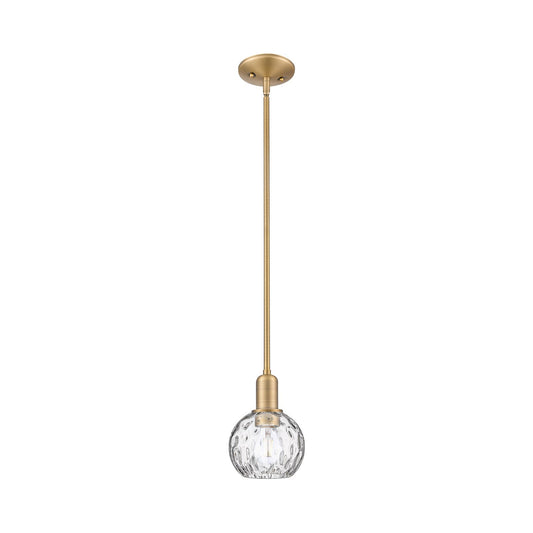 Innovations Athens 6in 1-Light Mini Pendant | Industrial Brushed Brass and Clear Water Glass | Kitchen Island & Dining Room | 6 | Model 716-1S-BB-G1215-6
