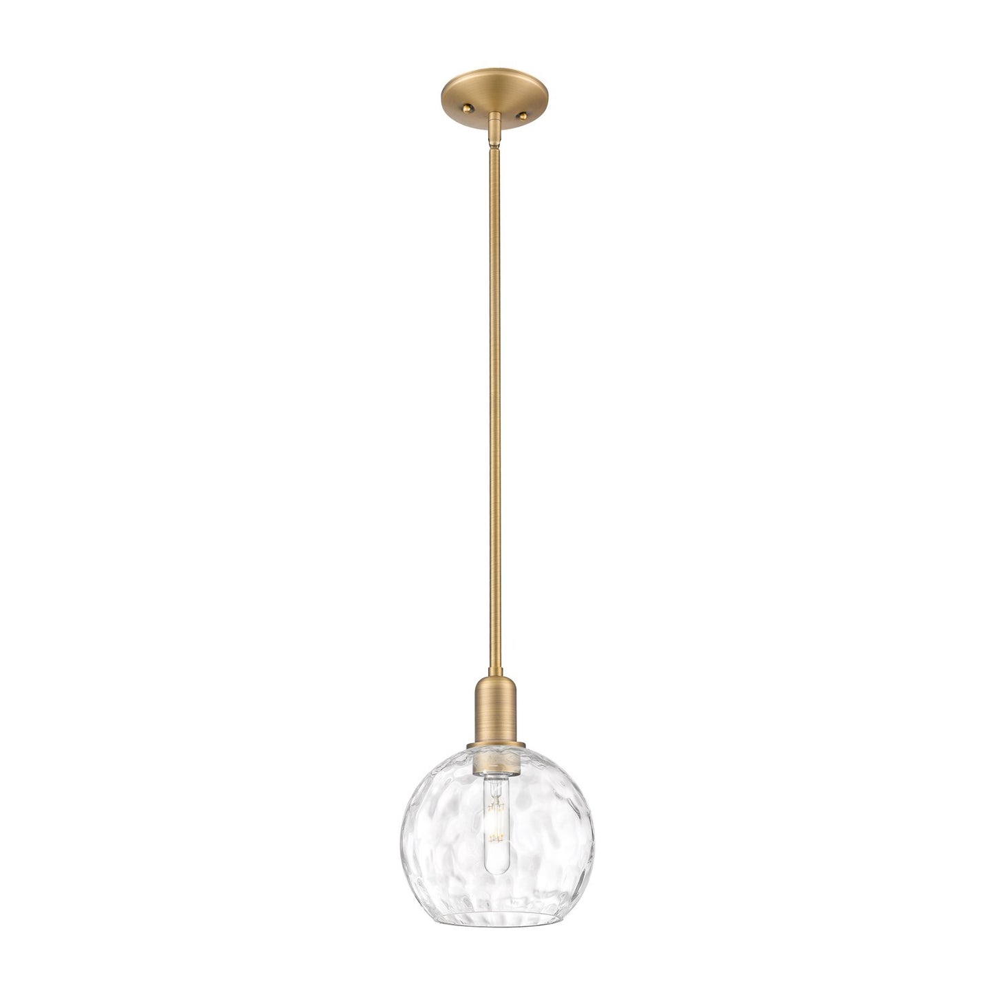 Innovations Athens 8in 1-Light Mini Pendant | Industrial Brushed Brass and Clear Water Glass | Kitchen Island & Dining Room | 8 | Model 716-1S-BB-G1215-8