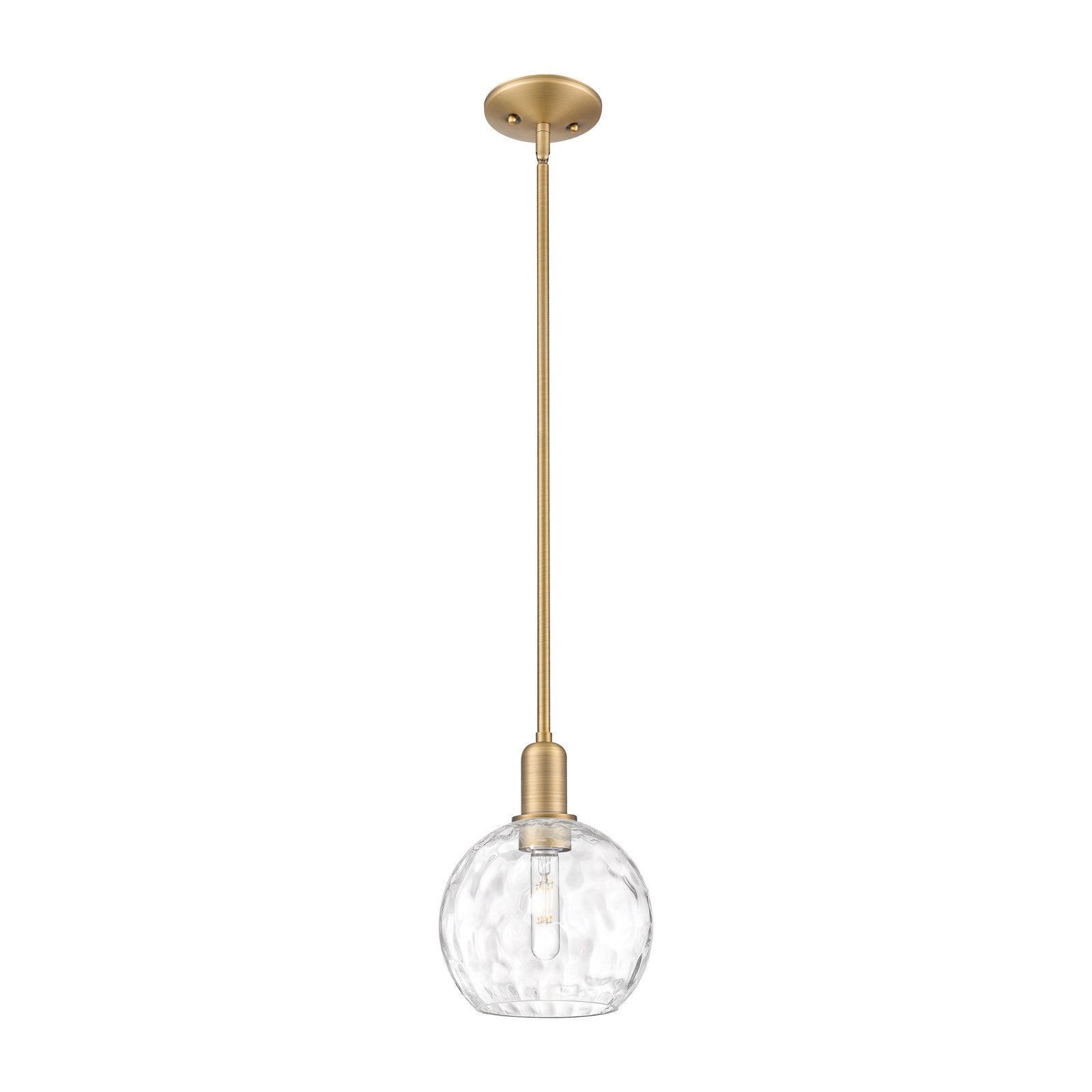 Innovations Athens 8in 1-Light Mini Pendant | Industrial Brushed Brass and Clear Water Glass | Kitchen Island & Dining Room | 8 | Model 716-1S-BB-G1215-8