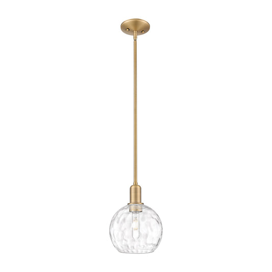 Innovations Athens 8in 1-Light Mini Pendant | Industrial Brushed Brass and Clear Water Glass | Kitchen Island & Dining Room | 8 | Model 716-1S-BB-G1215-8