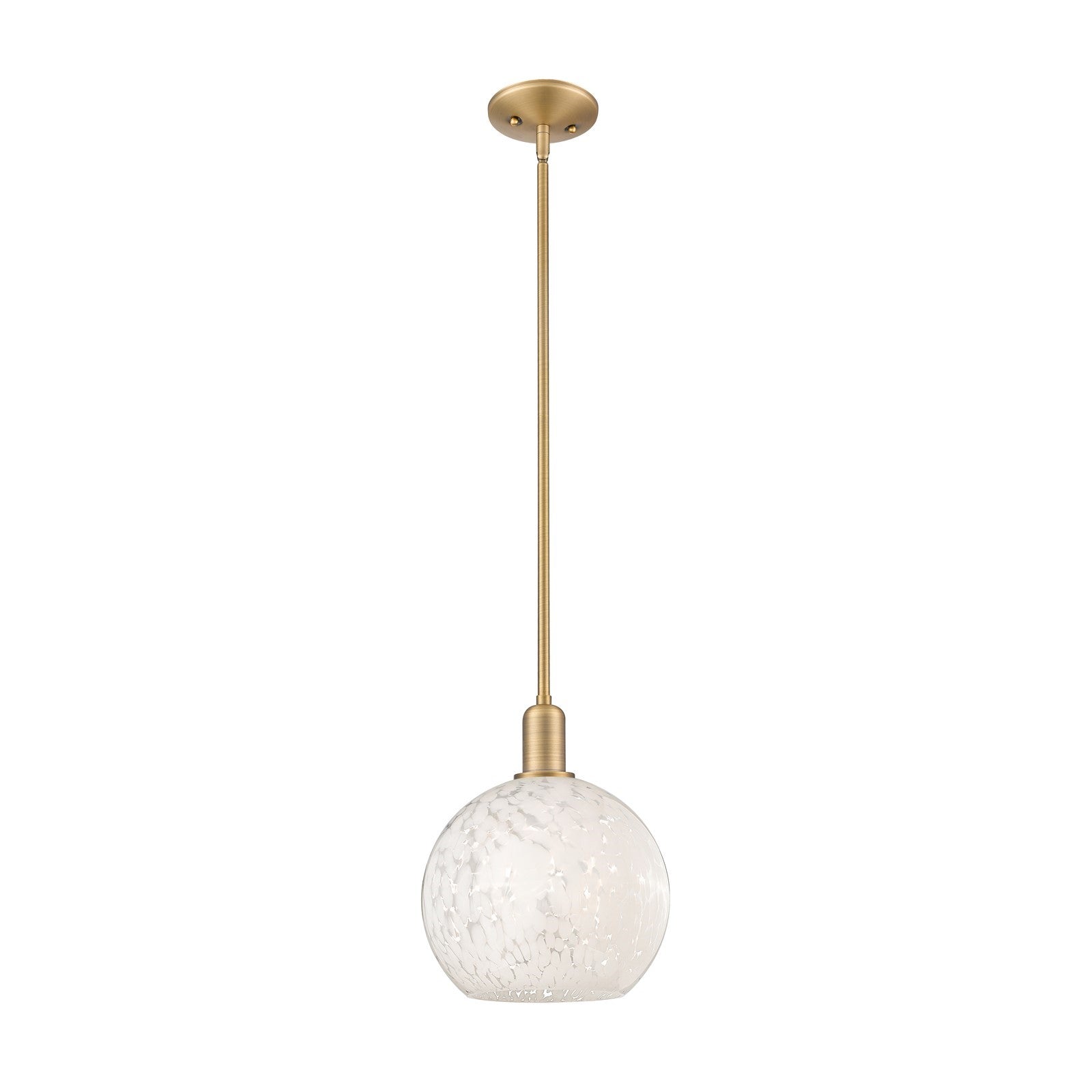Innovations Lighting Arcadia 10in 1-Light Mini Pendant | Industrial Brushed Brass and White Mouchette Glass | Kitchen Island | Model 716-1S-BB-G1216-10WM