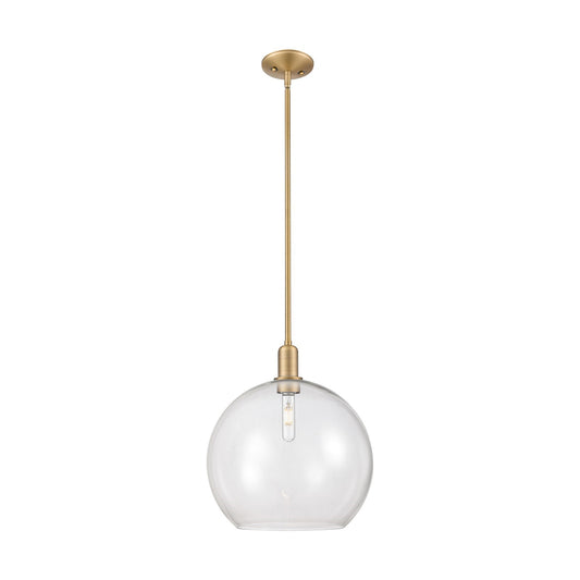 Innovations Athens 14in 1-Light Mini Pendant | Industrial Brushed Brass and Clear Glass | Kitchen Island & Dining Room | 13.75 x | Model 716-1S-BB-G122-14
