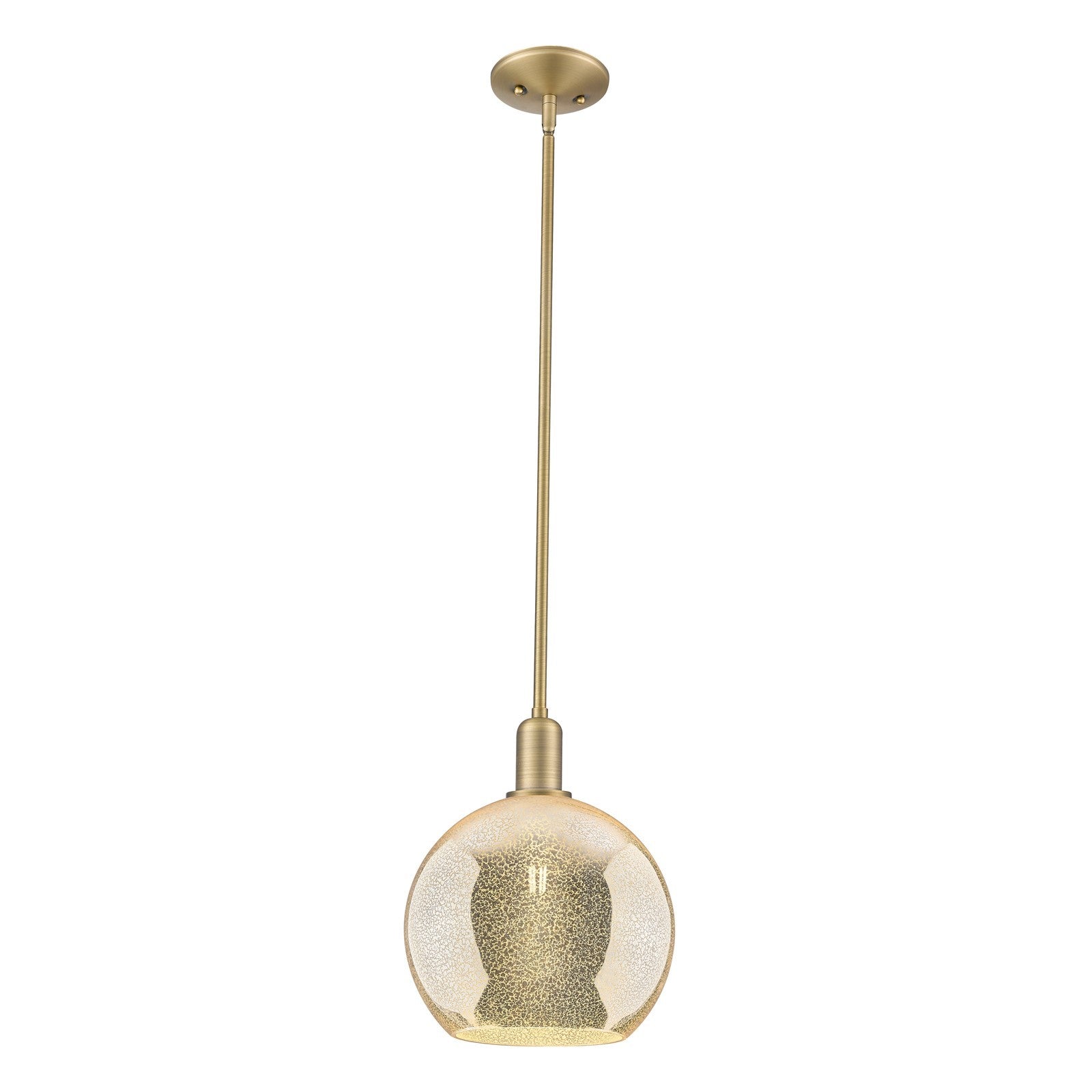 Innovations Athens 10in 1-Light Mini Pendant | Industrial Brushed Brass Steel and Mercury Glass | Kitchen Island & Dining Room | Model 716-1S-BB-G128-10