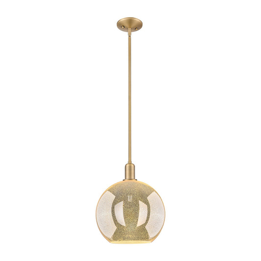Innovations Athens 12in 1-Light Mini Pendant | Industrial Brushed Brass Steel and Mercury Glass | Kitchen Island & Dining Room | Model 716-1S-BB-G128-12