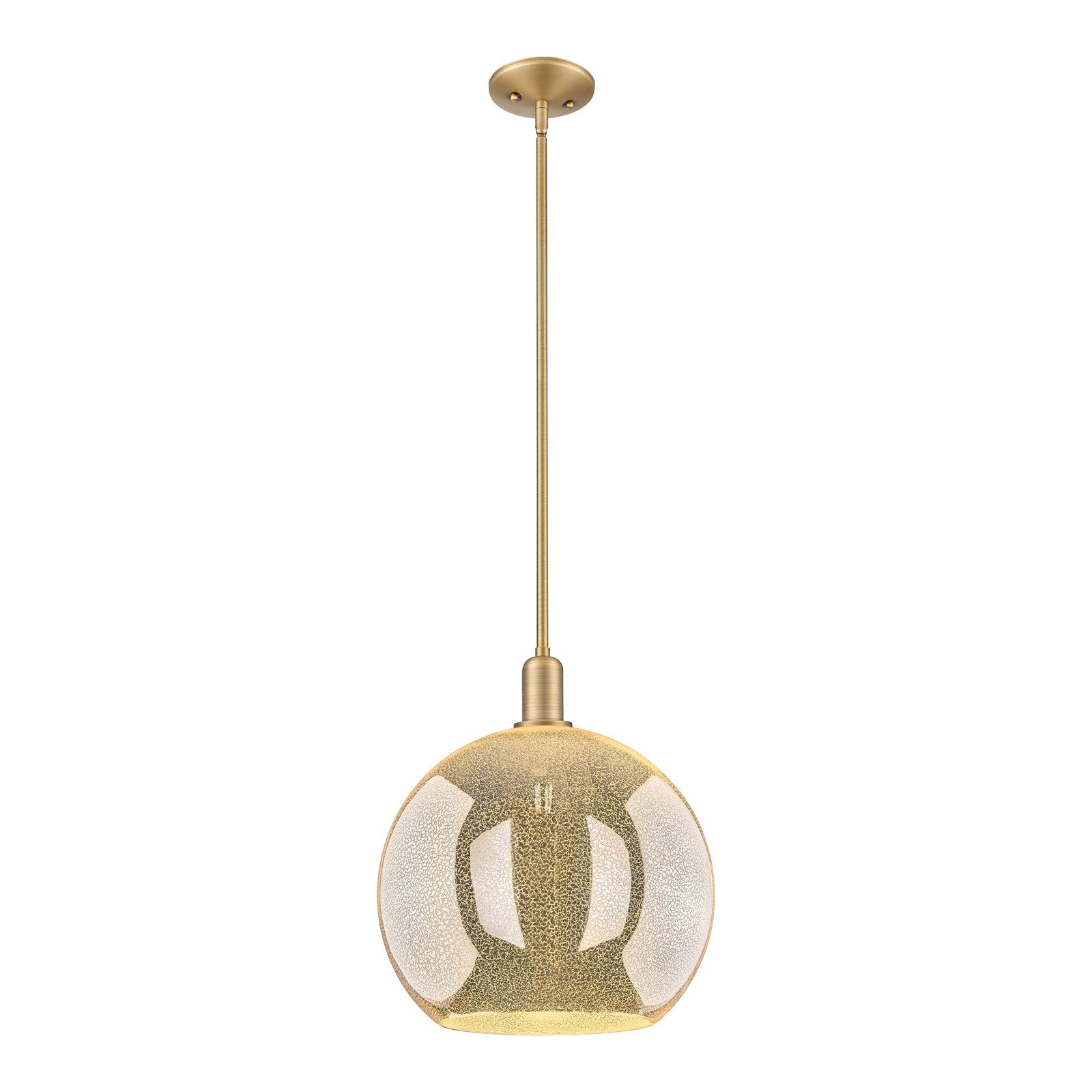 Innovations Athens 14in 1-Light Mini Pendant | Industrial Brushed Brass Steel and Mercury Glass | Kitchen Island & Dining Room | Model 716-1S-BB-G128-14