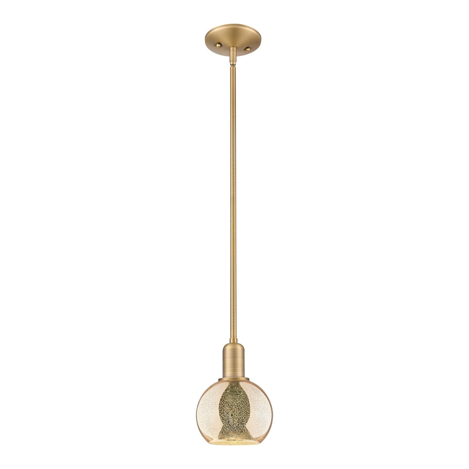 Innovations Athens 6in 1-Light Mini Pendant | Industrial Brushed Brass Steel and Mercury Glass | Kitchen Island & Dining Room | Model 716-1S-BB-G128-6