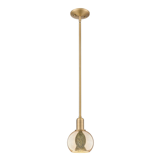 Innovations Athens 6in 1-Light Mini Pendant | Industrial Brushed Brass Steel and Mercury Glass | Kitchen Island & Dining Room | Model 716-1S-BB-G128-6
