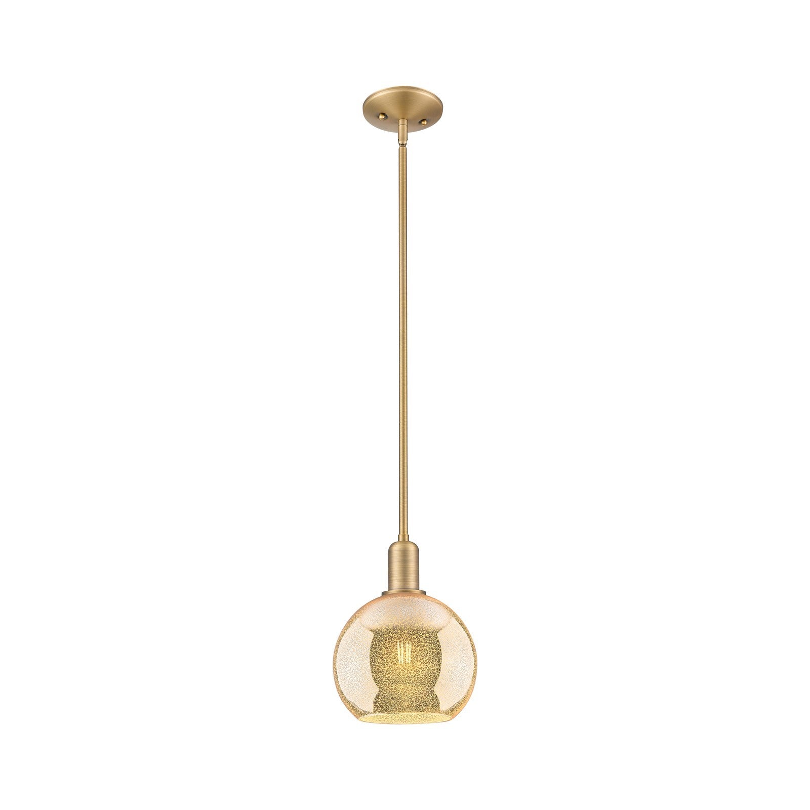 Innovations Athens 8in 1-Light Mini Pendant | Industrial Brushed Brass and Mercury Glass | Kitchen Island & Dining Room | 8 x 8 x | Model 716-1S-BB-G128-8