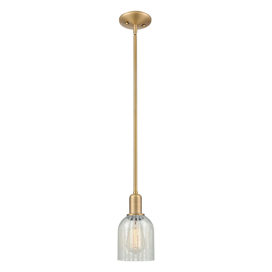 Innovations Caledonia 5in 1-Light Mini Pendant | Industrial Brushed Brass Steel and Mouchette Glass | Kitchen Island & Dining Room | Model 716-1S-BB-G2511