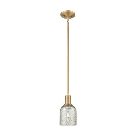 Innovations Caledonia 5in 1-Light Mini Pendant | Industrial Brushed Brass and Mica Glass | Kitchen Island & Dining Room | 5 x 5 x | Model 716-1S-BB-G259