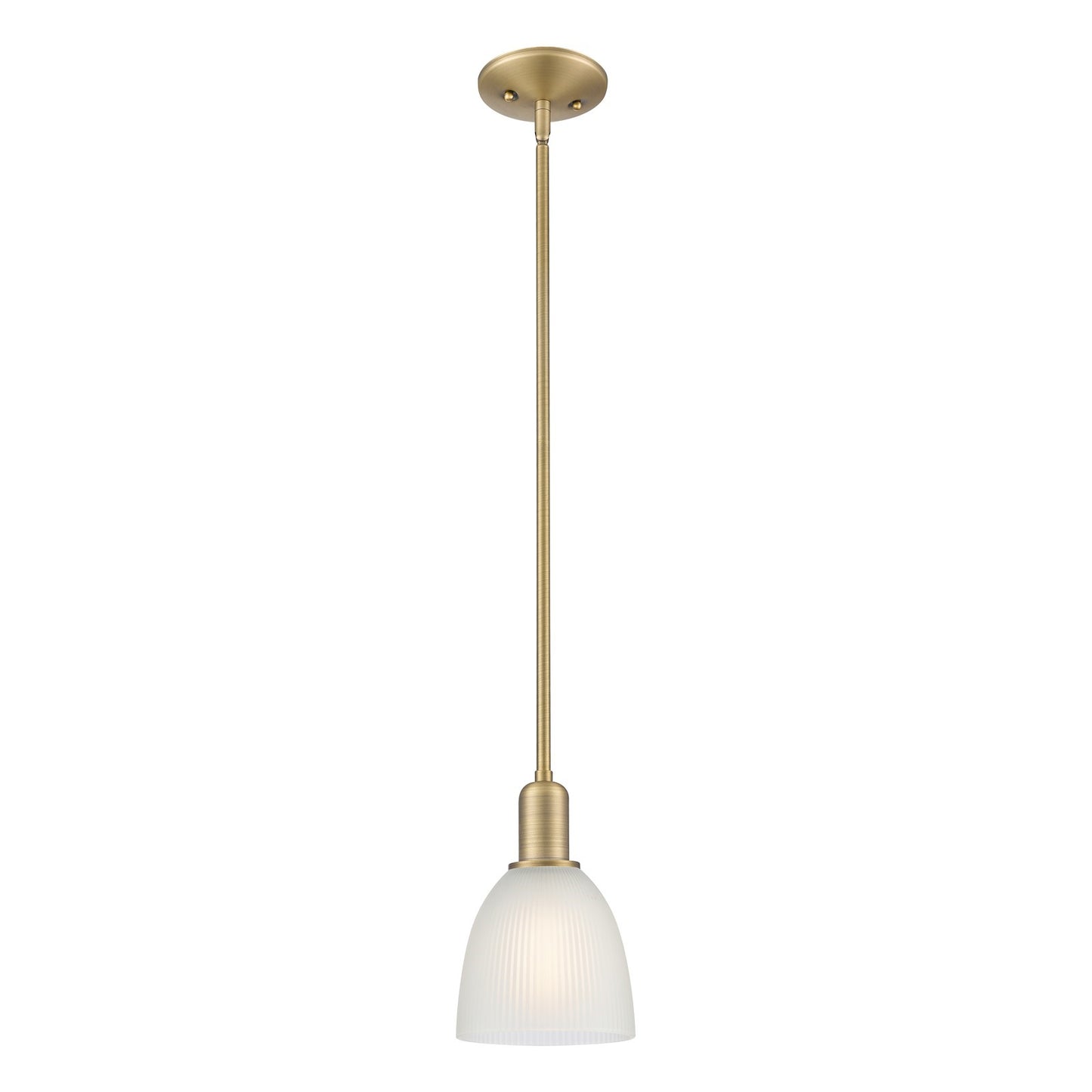 Innovations Castile 6in 1-Light Mini Pendant | Industrial Brushed Brass and White Glass | Kitchen Island & Dining Room | 6 x 6 x | Model 716-1S-BB-G381