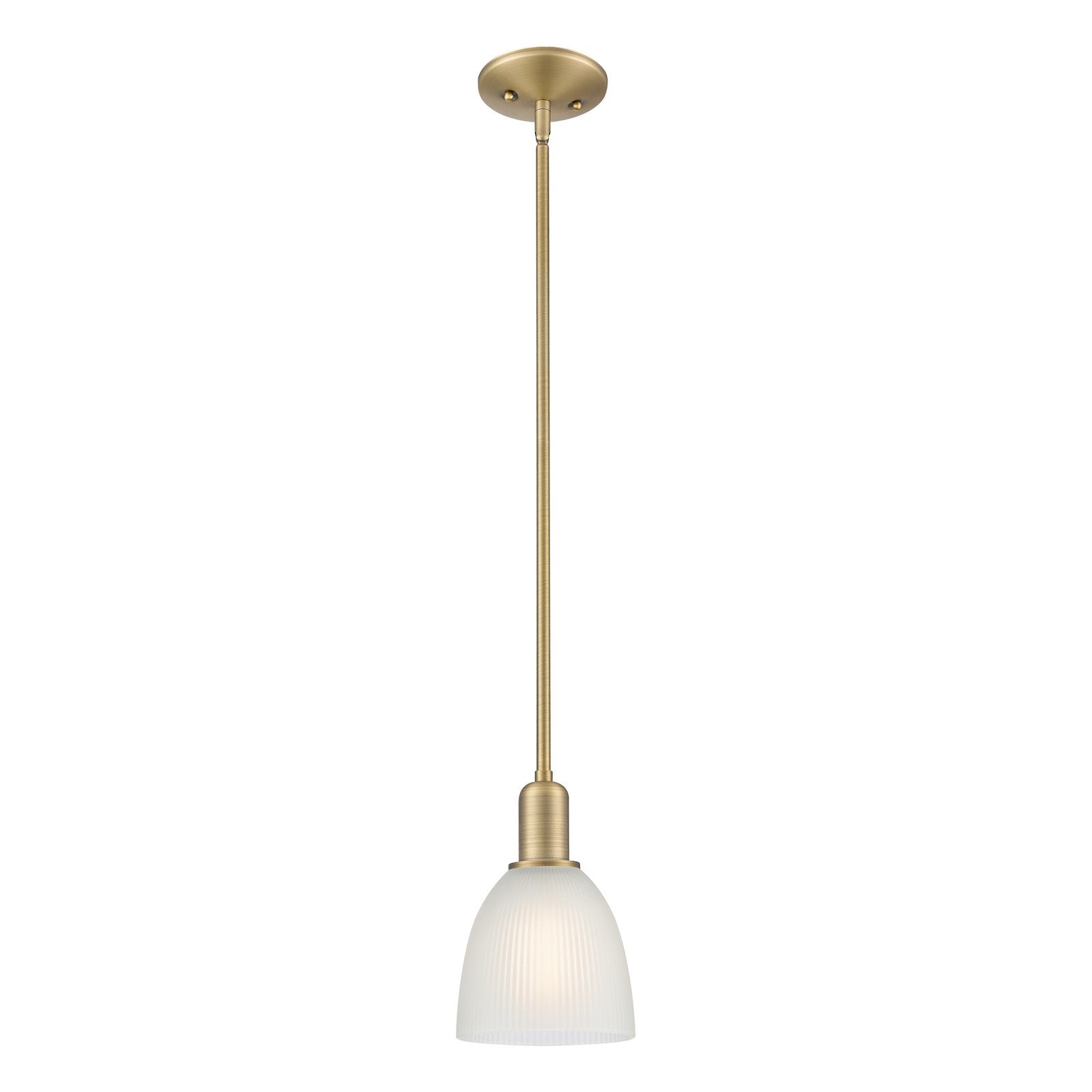 Innovations Castile 6in 1-Light Mini Pendant | Industrial Brushed Brass and White Glass | Kitchen Island & Dining Room | 6 x 6 x | Model 716-1S-BB-G381