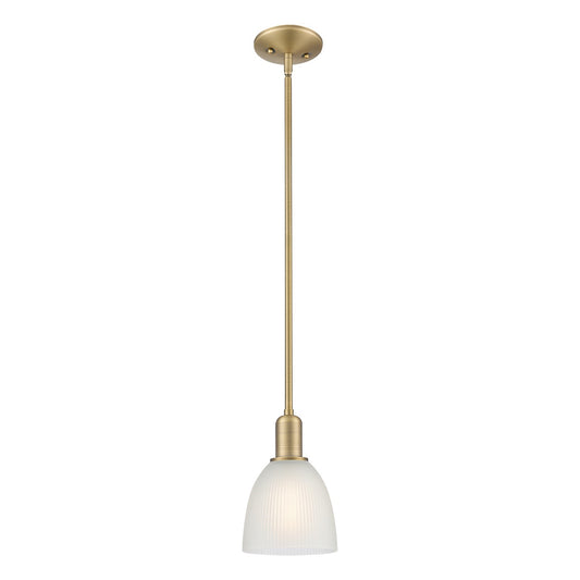 Innovations Castile 6in 1-Light Mini Pendant | Industrial Brushed Brass and White Glass | Kitchen Island & Dining Room | 6 x 6 x | Model 716-1S-BB-G381