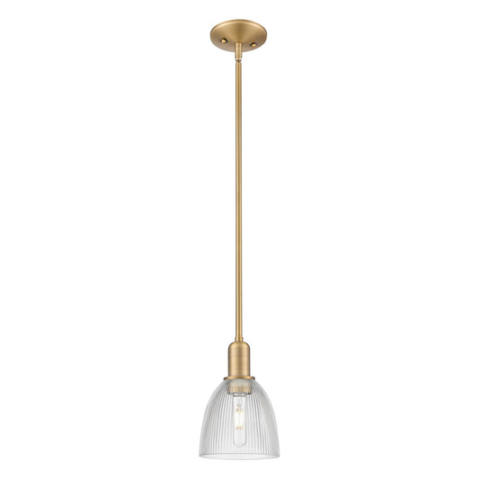 Innovations Castile 6in 1-Light Mini Pendant | Industrial Brushed Brass and Clear Glass | Kitchen Island & Dining Room | 6 x 6 x | Model 716-1S-BB-G382