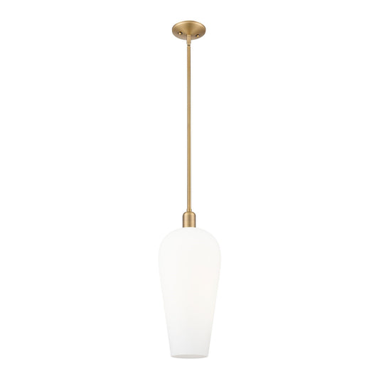 Innovations Chelsea 8in 1-Light Mini Pendant | Industrial Brushed Brass and White Glass | Kitchen Island & Dining Room | 8 x 8 | Model 716-1S-BB-G456-8WH