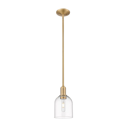Innovations Bella 6in 1-Light Mini Pendant | Industrial Brushed Brass Steel and Clear Glass | Kitchen Island & Dining Room | Model 716-1S-BB-G558-6CL