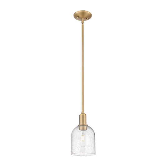 Innovations Bella 6in 1-Light Mini Pendant | Industrial Brushed Brass Steel and Seedy Glass | Kitchen Island & Dining Room | Model 716-1S-BB-G558-6SDY
