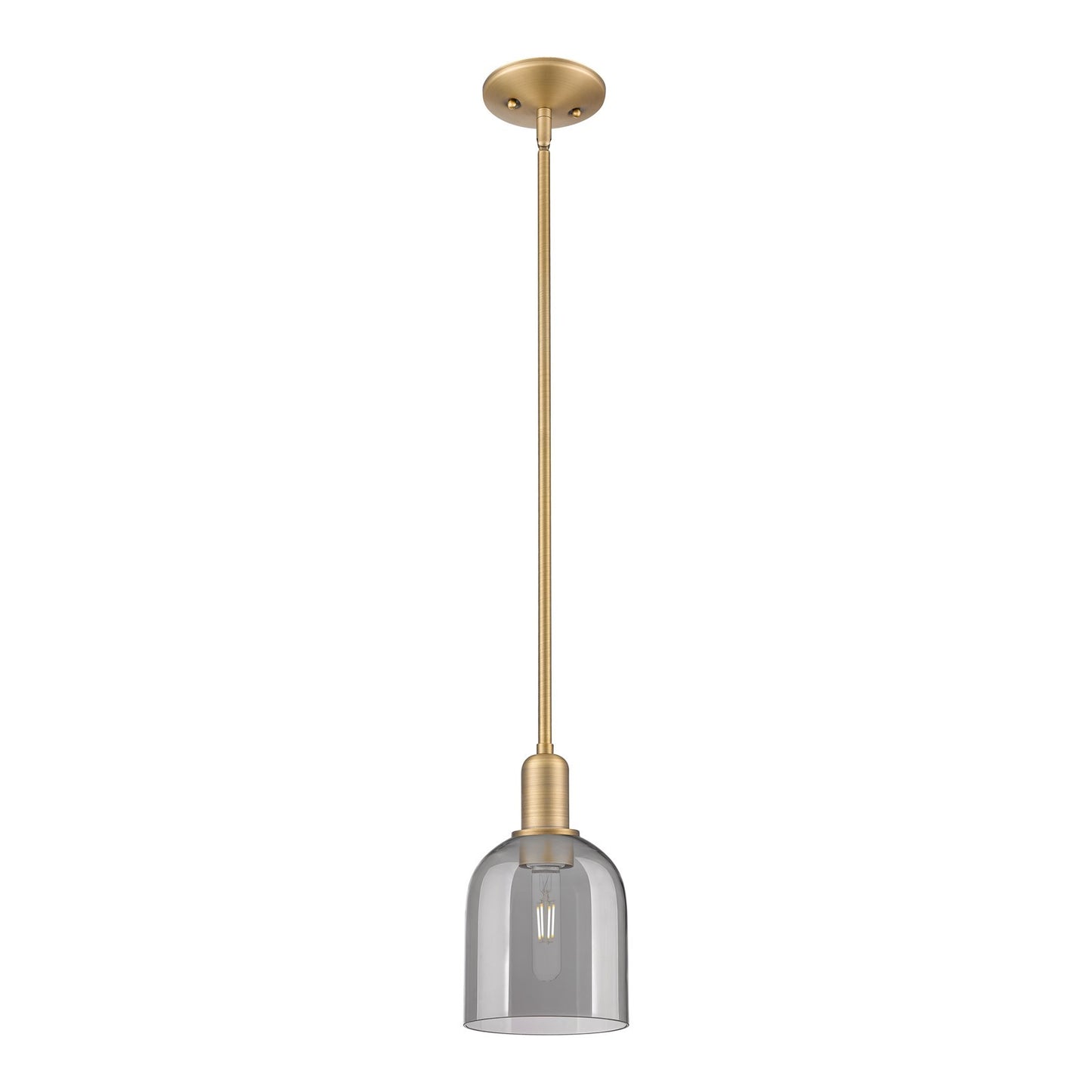 Innovations Bella 6in 1-Light Mini Pendant | Industrial Brushed Brass and Light Smoke Glass | Kitchen Island & Dining Room | Model 716-1S-BB-G558-6SM